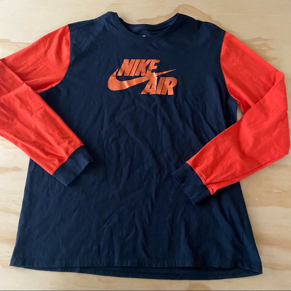 Nike Air Womens Graphic Long Sleeve Shirt Black Orange Size XL